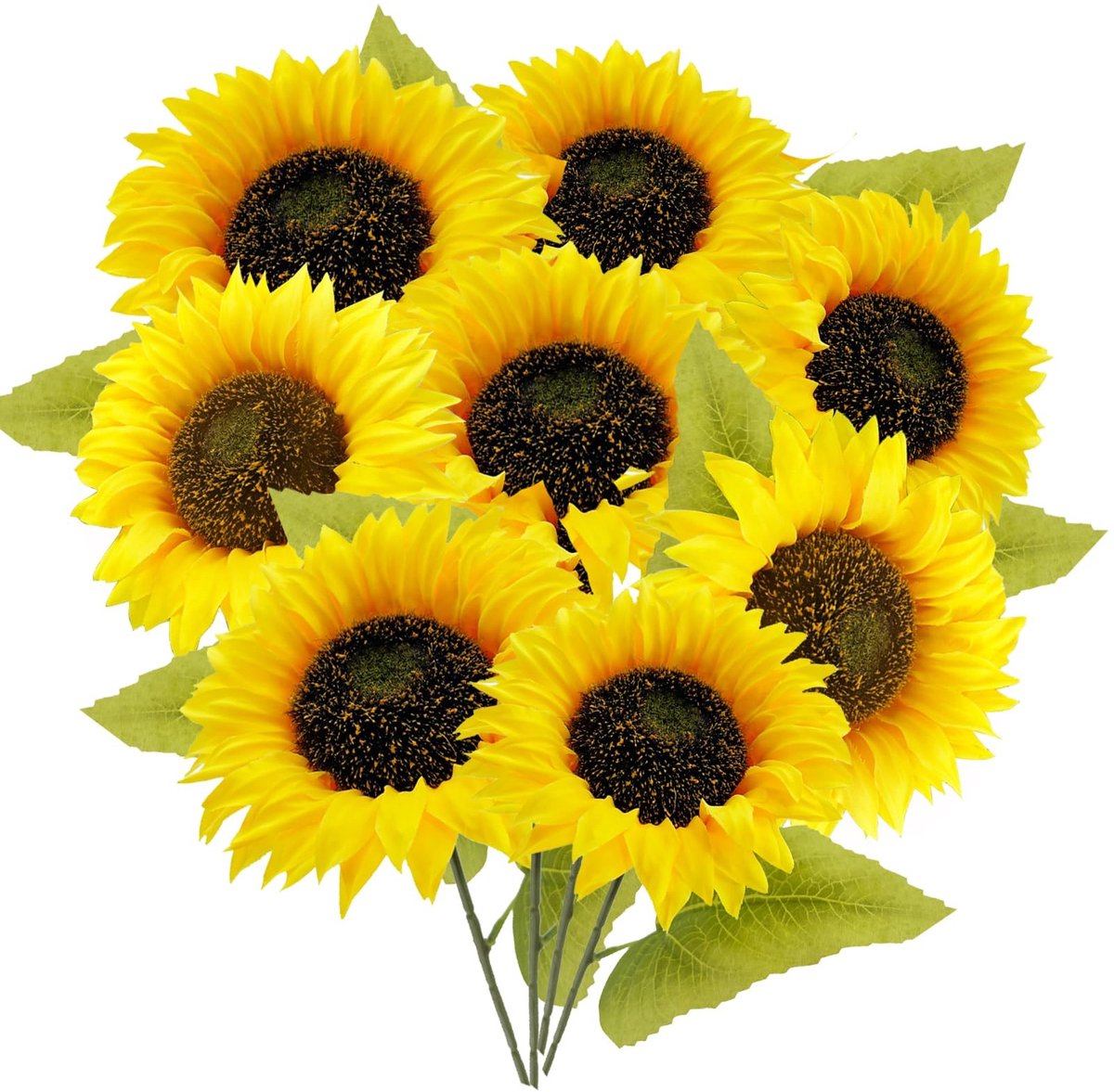 Dailygoods - Kunstzonnebloemen, 8 stuks, kunstbloemen, zonnebloemen, 30 cm, zijden bloemen, zonnebloem, decoratie voor bloemstuk, bruiloftsboeket, tafeldecoratie, thuis, tuin, feestdecoratie
