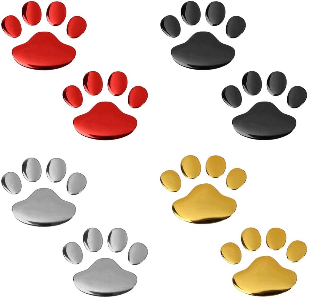 Dailygoods- Hondenpoot Stickers Set van 4 - Dieren Stickers - Autoaccessoires - Glanzende Hondenklauw - Muurstickers - Laptop Stickers - Dierenstickers