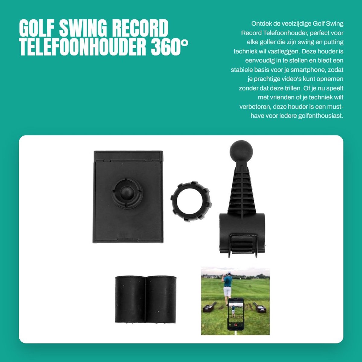 Dailygoods- Telefoonhouder Universeel - 360° Rotatie - Verstelbaar - Telefoonhouder Golf - Telefoonhouder Fiets - Geschikt voor Golfkarren - Smartphonehouder