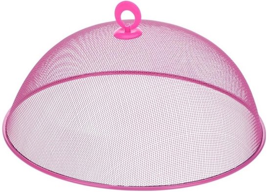 Vliegenkap voor voedsel - 2x - Dia 35 cm - roze - eten beschermen tegen insekten - Afdekkap / vliegenkap — afbeelding 3
