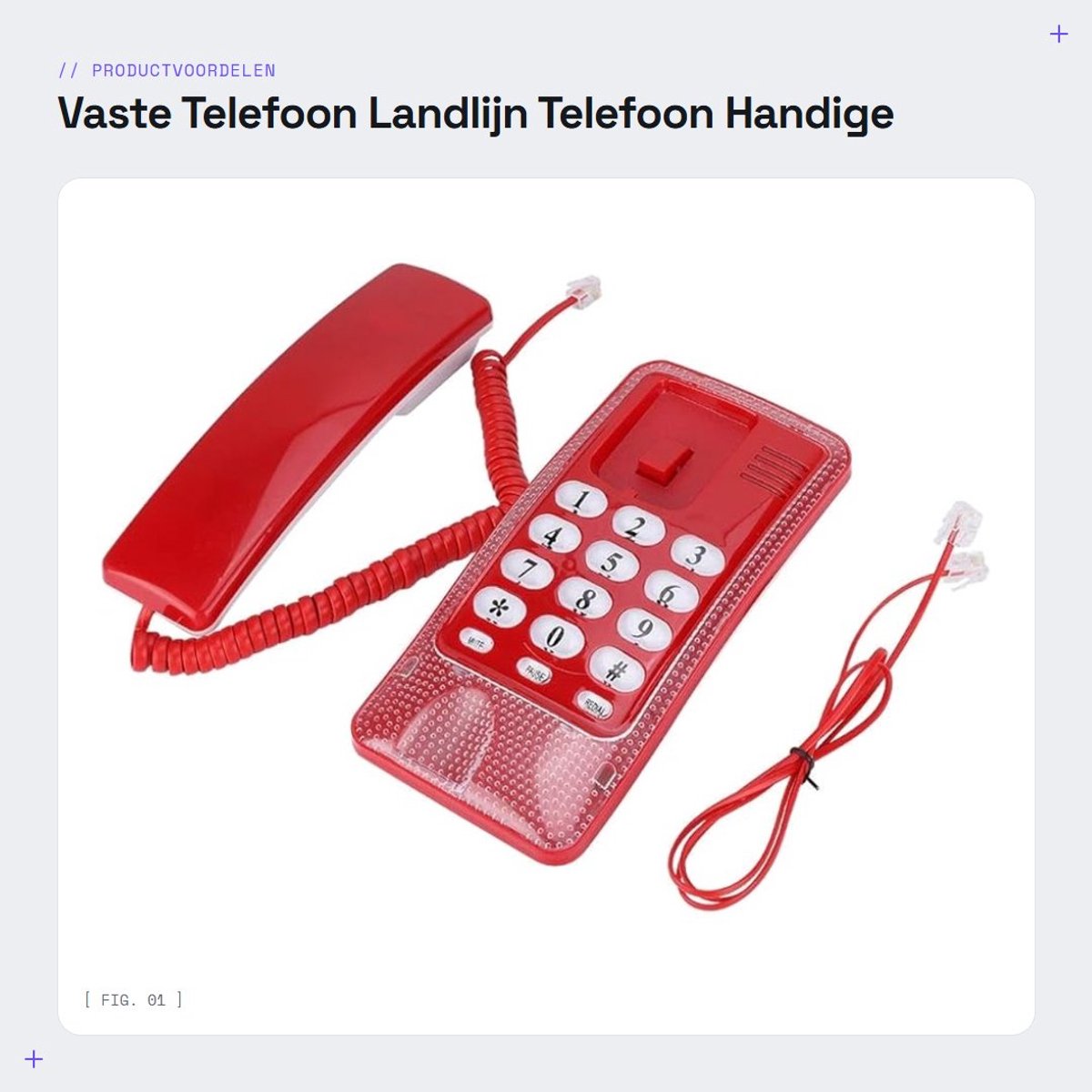 Dailygoods - Vaste Telefoon - Landlijn Telefoon - Handige Functies - Rood - Telefoon voor Thuis - Compact Model