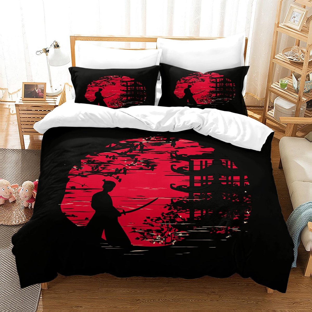 Dailygoods- Dekbedovertrekset Japanse Stijl - Beddengoedset - Kussenhoes 65x65 cm - Ademend Materiaal - 3D-effect Print - Geschikt voor Alle Seizoenen - Beddengoed
