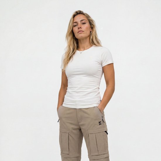 Poederbaas Outdoor T-shirt Merinowol Dames - SOLX - Merino Shirt voor wandelen & outdoor activiteiten - Off White - Maat XL