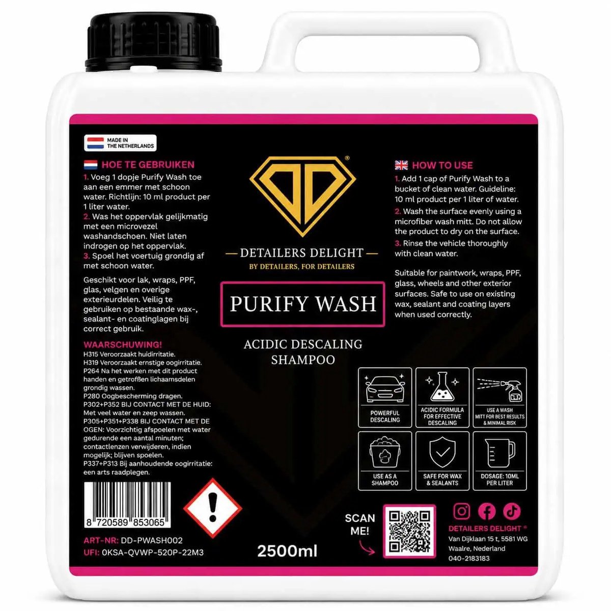 DETAILERS DELIGHT PURIFY WASH – ACIDIC DESCALING SHAMPOO 2.5L