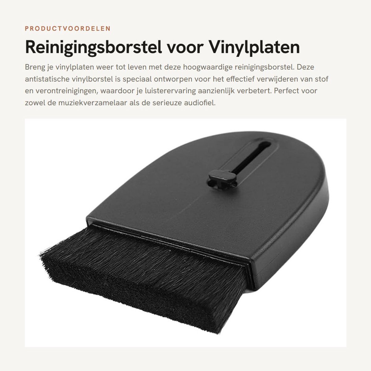 Solidchoice- Vinylborstel Antistatisch - Platenborstel - Reinigingsborstel - Telescoophendel - Lichtgewicht - Verwijdert stof en verontreinigingen