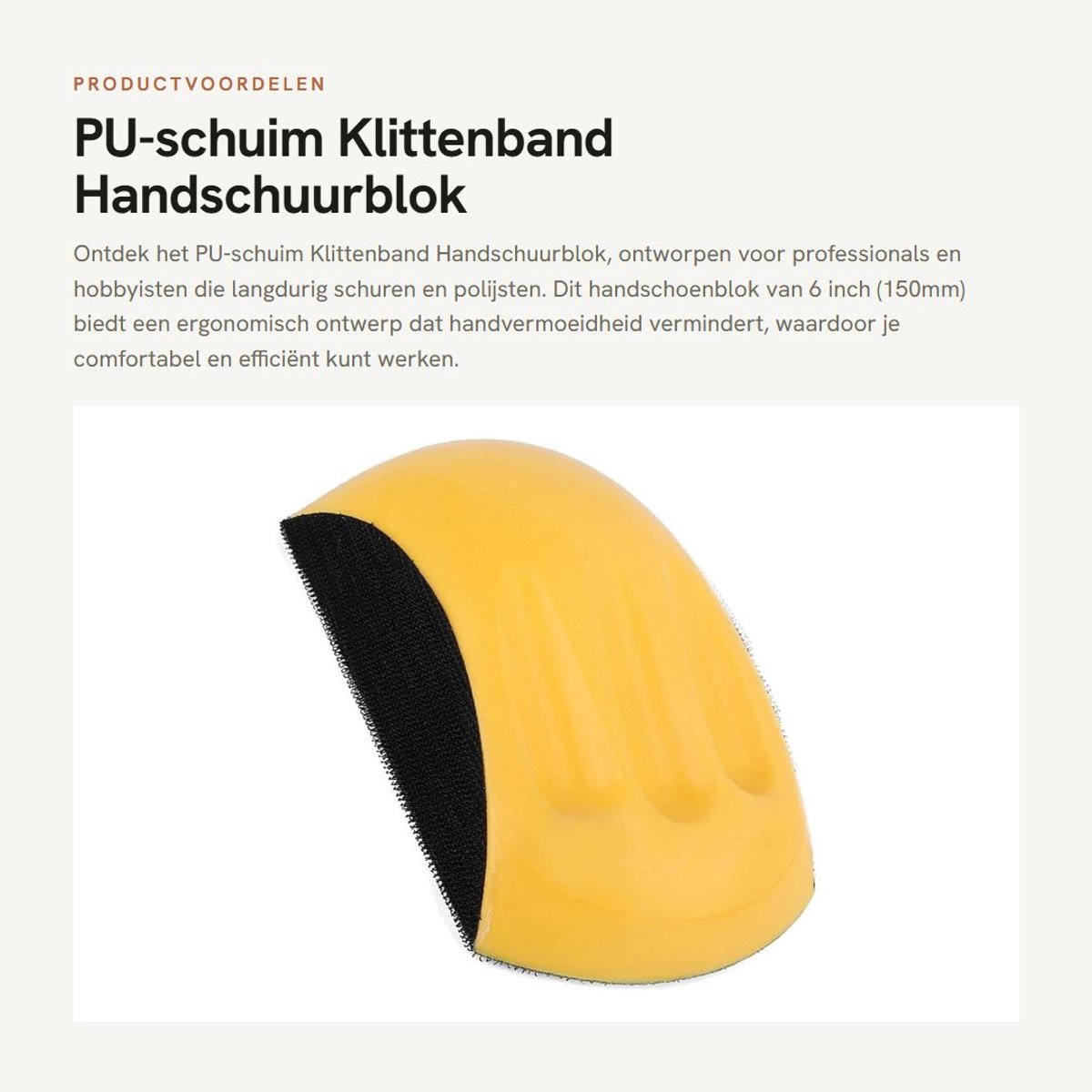 Dailygoods- Handschuurblok Ergonomisch Ontwerp - Schuurblok met Steel - PU-schuim - Lichtgewicht - 5"/6" - Comfortabel in Gebruik