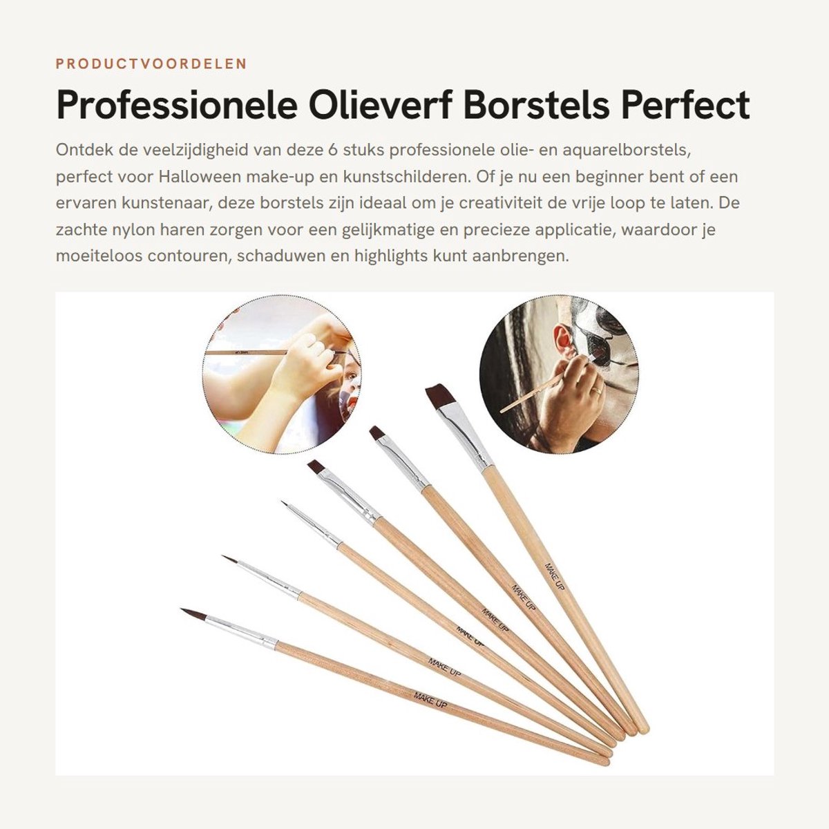 Dailygoods- Olieverf Borstels Set - 6 Stuks - Professionele Make-up Borstels - Aquarel Kwasten - Geschikt voor Beginners en Experts - Gemakkelijk Schoon te Maken