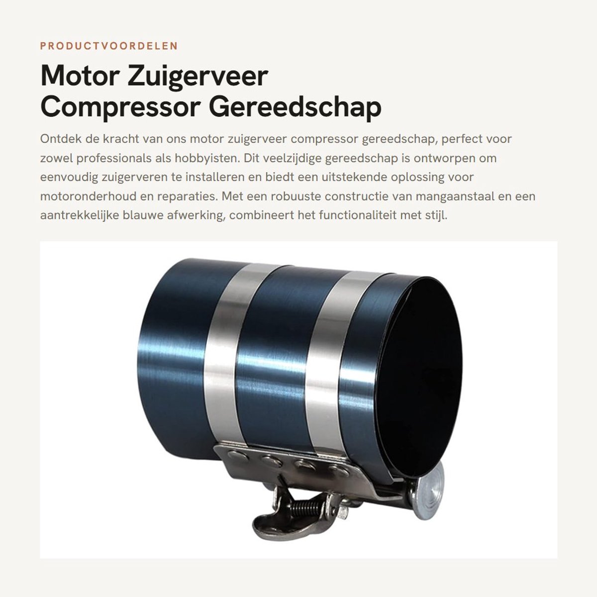 Dailygoods- Zuigerveer Compressor - Geschikt voor 53-175 mm - Mangaanstaal - Optioneel formaat 3/4/6 inch - Hoogwaardig Smeedwerk - Blauw/Zilver
