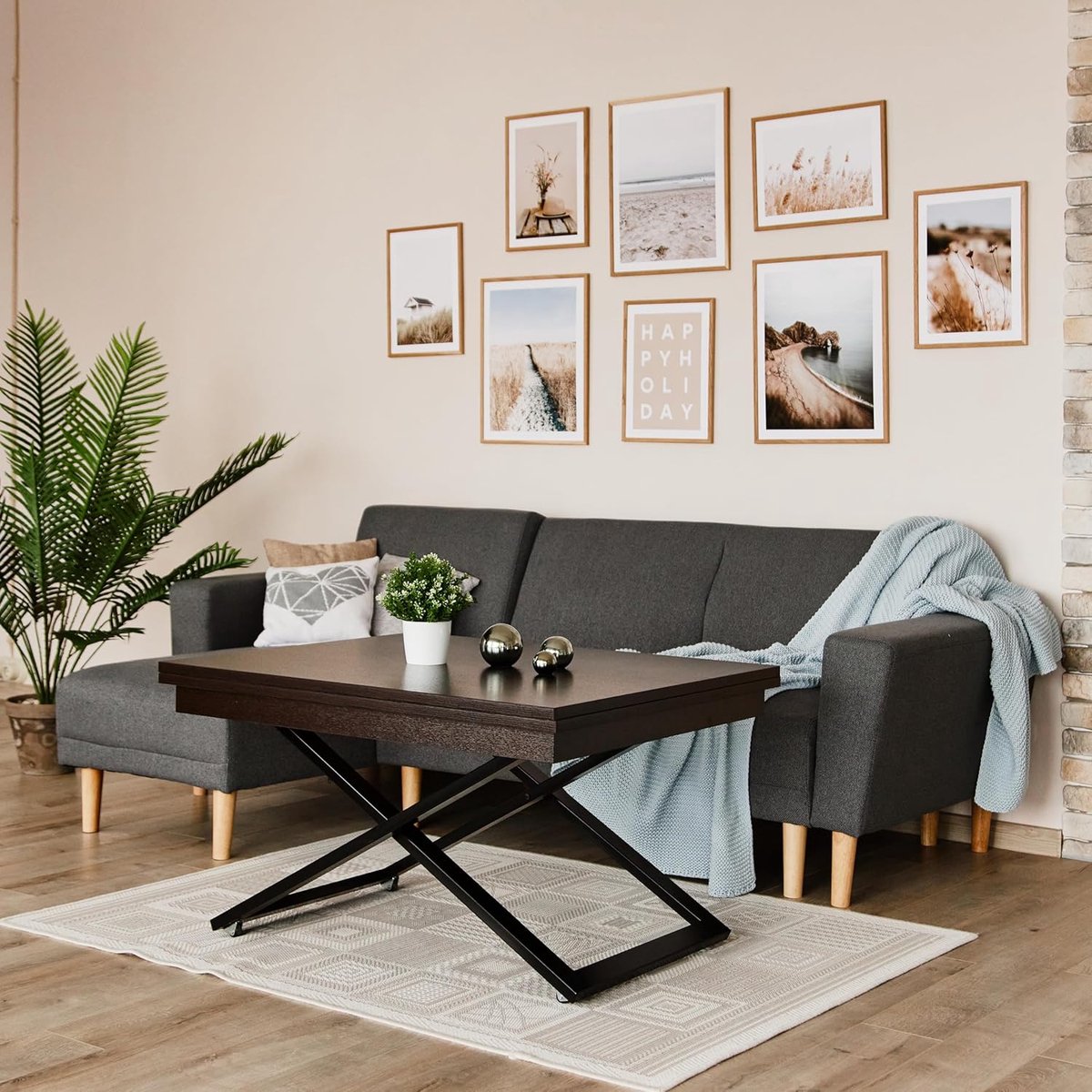 Salontafel Uitschuifbaar en In Hoogte Verstelbaar 202x80x35-76 cm - Multifunctionele Salontafel naar Eettafel - Transformeertafel voor 12 Personen - Ruimtebesparende Woonkamertafel met Wielen Wengéhout - Mobili Bella