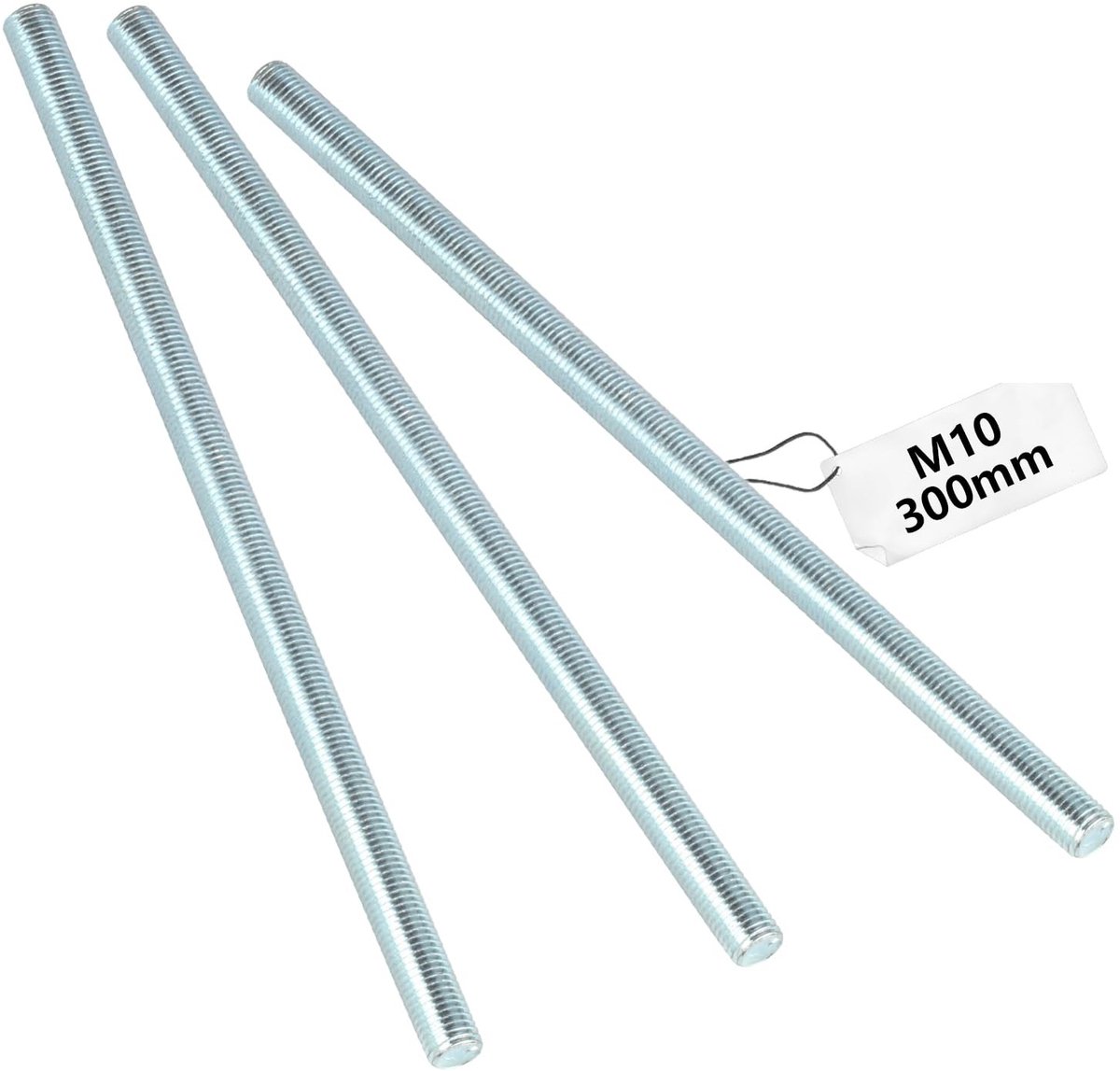 Dailygoods- Draadstang M10 - 3 Stuks - Sterkteklasse 4,8 - Gegalvaniseerd Staal - Volledige Schroefdraad - Verstelbaar en Duurzaam - Schroefdraadpen