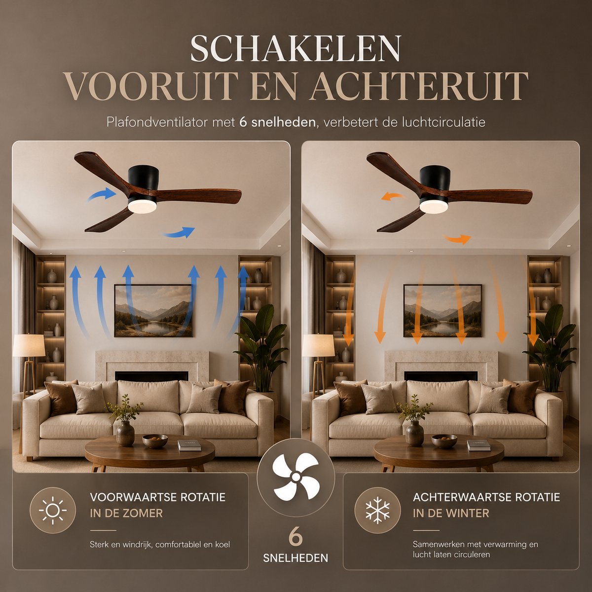 KLASA Slimme Plafondventilator 132cm - App & Verlichting thumbnail 3