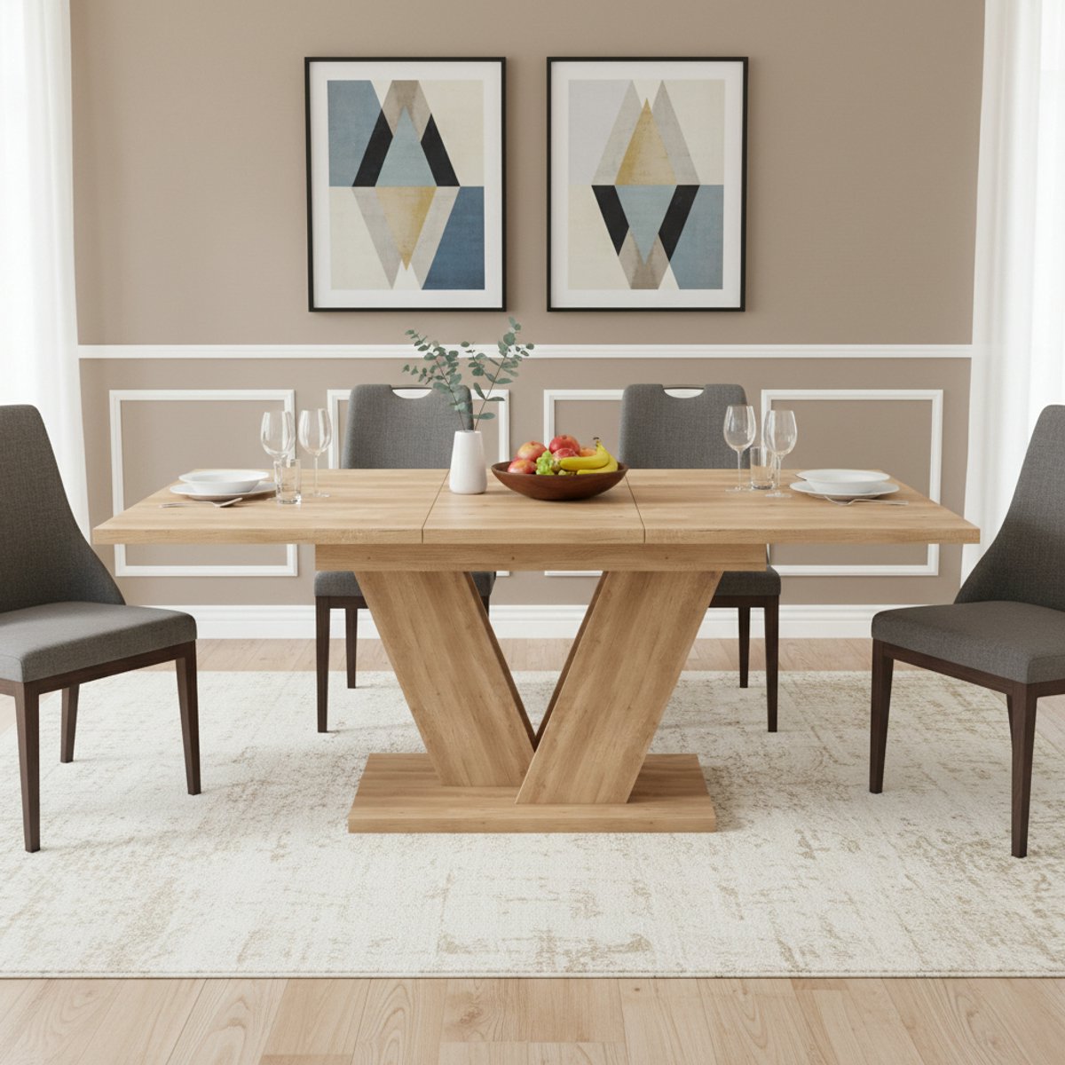 DESMIU Eettafel - Uitschuifbaar Ontwerp Met Stevige Constructie - Voor 4 Tot 8 Personen In Woonkamer En Eetkamer - MDF - Eiken - 140 Tot 180 X 80 Cm
