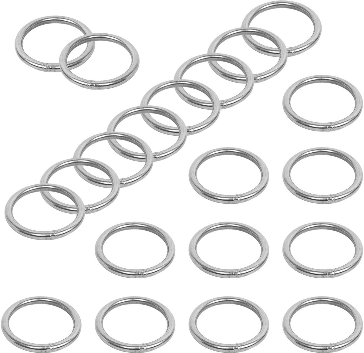 Dailygoods- O-ring 30 mm - 20 stuks - roestvrij staal 304 - multifunctionele ring - metalen ringen - geschikt voor handwerk en accessoires