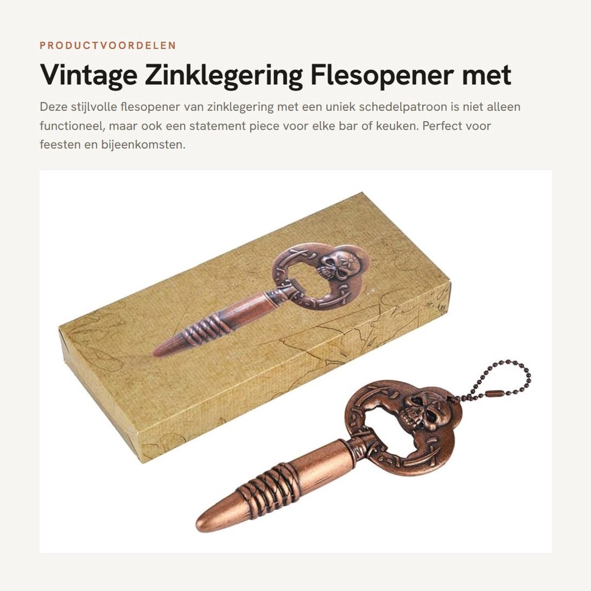 Dailygoods- Wijnflesopener Draagbaar - Zinklegering - Sleutelhanger - Bieropener - Ambacht - Afmetingen 14,5 x 5,5 cm - Flesopener