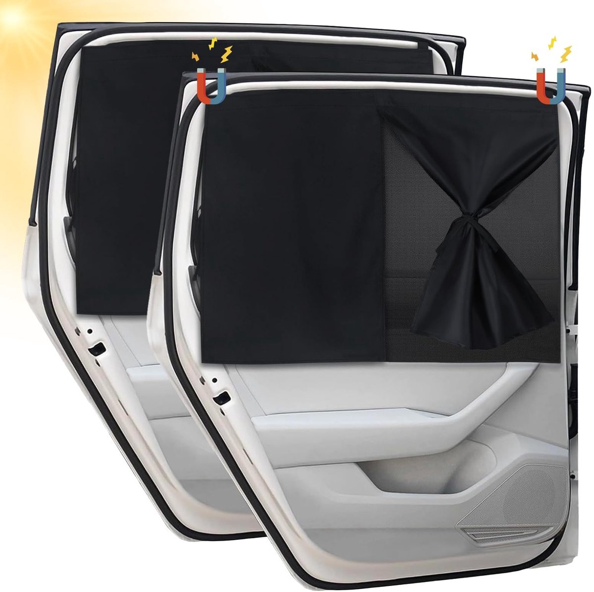 Dailygoods- Zonwering Auto - 2 Stuks - Magnetisch - Dubbellaags - UV-Bescherming - Privacy - Effectieve Hittebescherming - Autozonwering