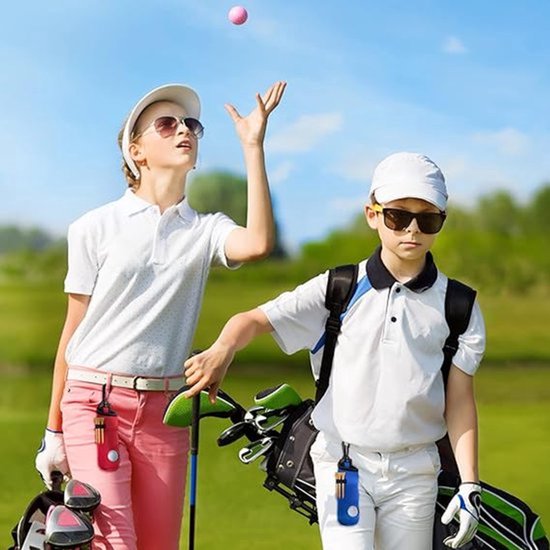 4-delige golf tee rack in zwart, rood, blauw en groen. Golftas, klein etui. Balhouder, sleutelhanger, riemclip. Cadeau-accessoire. Ballen en tee niet inbegrepen. van Golfdotz — afbeelding 2