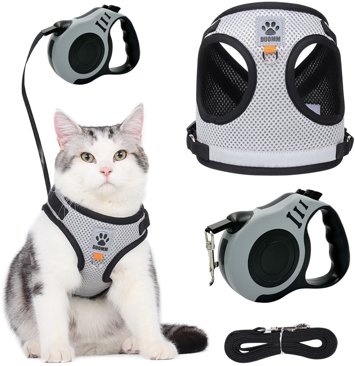 Dailygoods- Kattenharnas met uittrekbare lijn - Zacht/ademend - Reflecterend - Lekvrij - Kattenhalsband - Geschikt voor buiten - Harnas