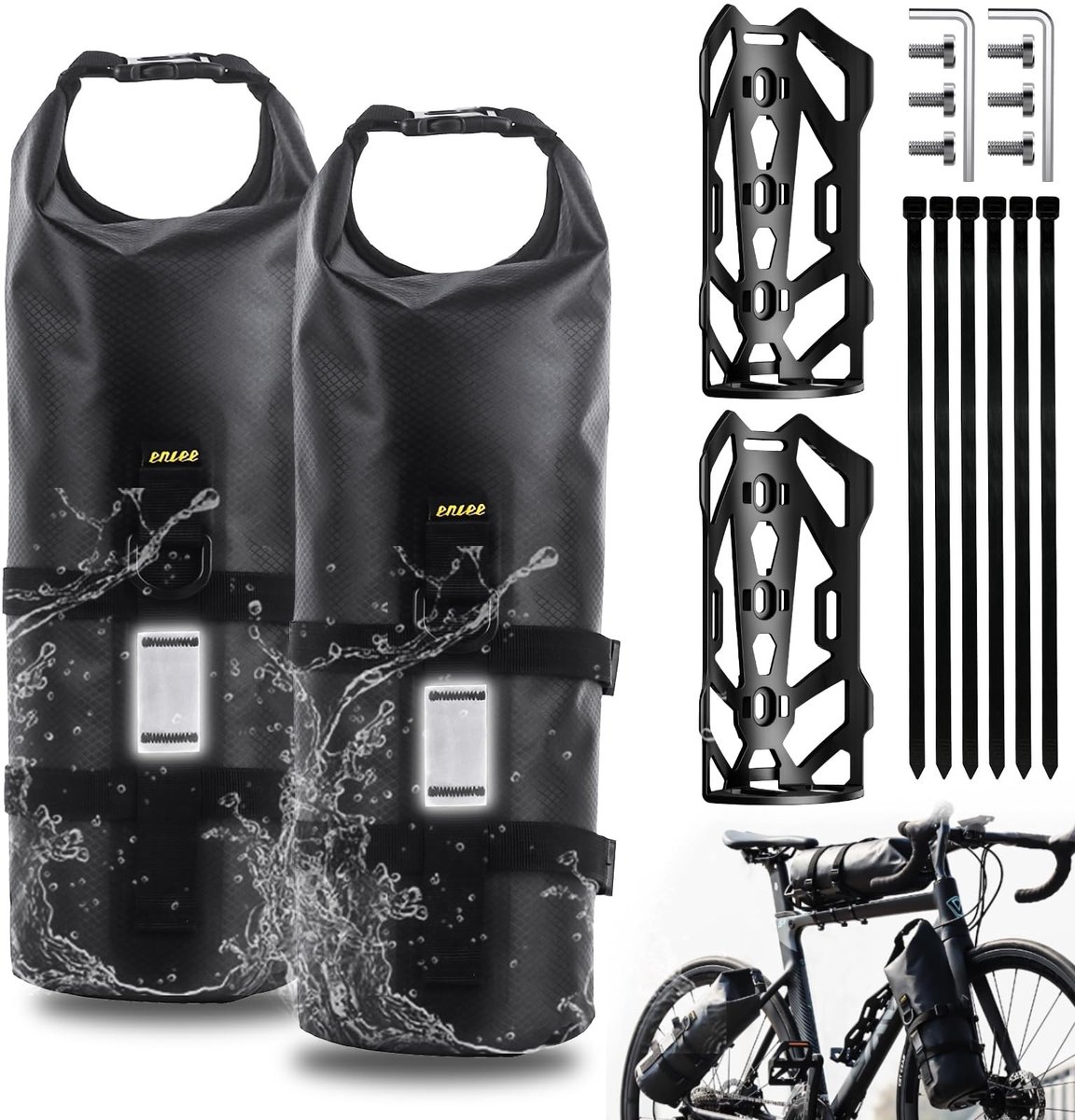 Dailygoods- Vorktas Waterdicht 4,5 l - Fietsvorktas Dubbel - Voorwieltas - Roltas - Fietstas met Riemen - Slijtvast