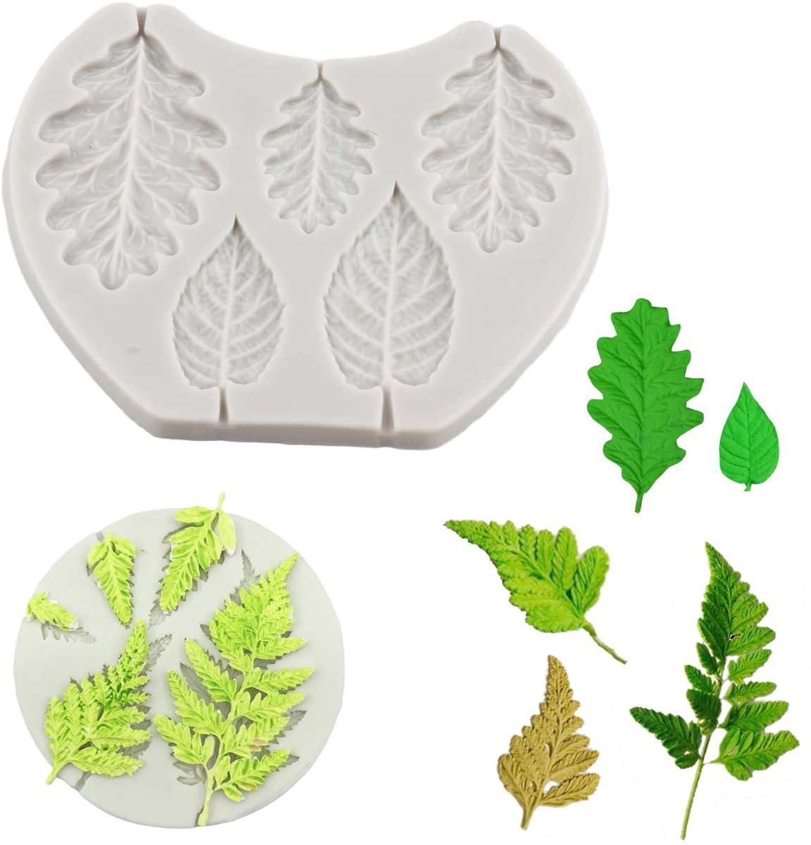 Dailygoods- Siliconen Vorm - 2 Stuks - Tropische Bladeren - Anti-aanbak - Decoratie Taarten - DIY Handwerk - Grijs - Bakvorm