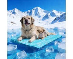 Koelmat Hond & Kat XXL 120 x 80 cm – Zelfkoelend Drukgel – Niet-Toxisch – Waterproof – Krasbestendig – Voor Grote Honden & Katten – Golfpatroon