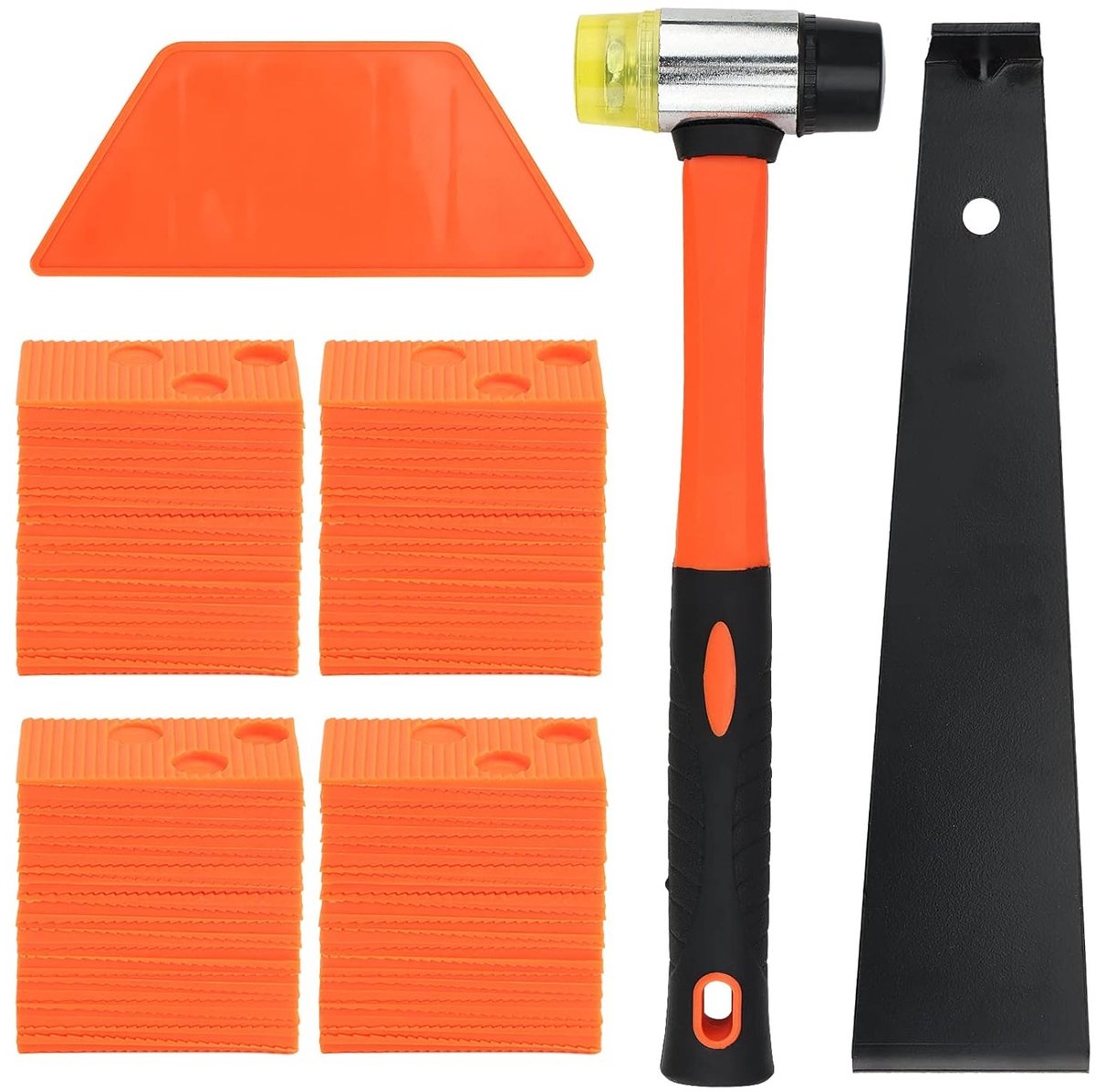 Complete set voor het leggen van laminaatvloeren met 60 montagemokken, hamer en trekijzer