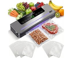 6-in-1 automatische vacuümsealer voor voedsel - Vacuümsealer voor voedsel - Ingebouwde snijder - Droge en natte modus - Digitale timer - Compact en draagbaar - Zwart