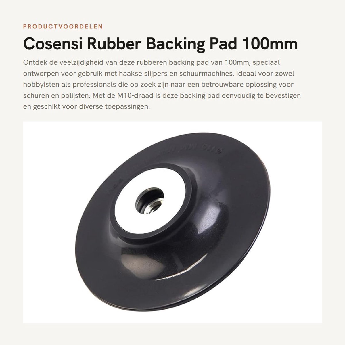 Dailygoods- Backing Pad 100mm Rubber - Haakse Slijper Accessoires - M10 Draad - Slijtvast - Eenvoudig te Installeren - Hoogwaardig Materiaal - Schuurpad