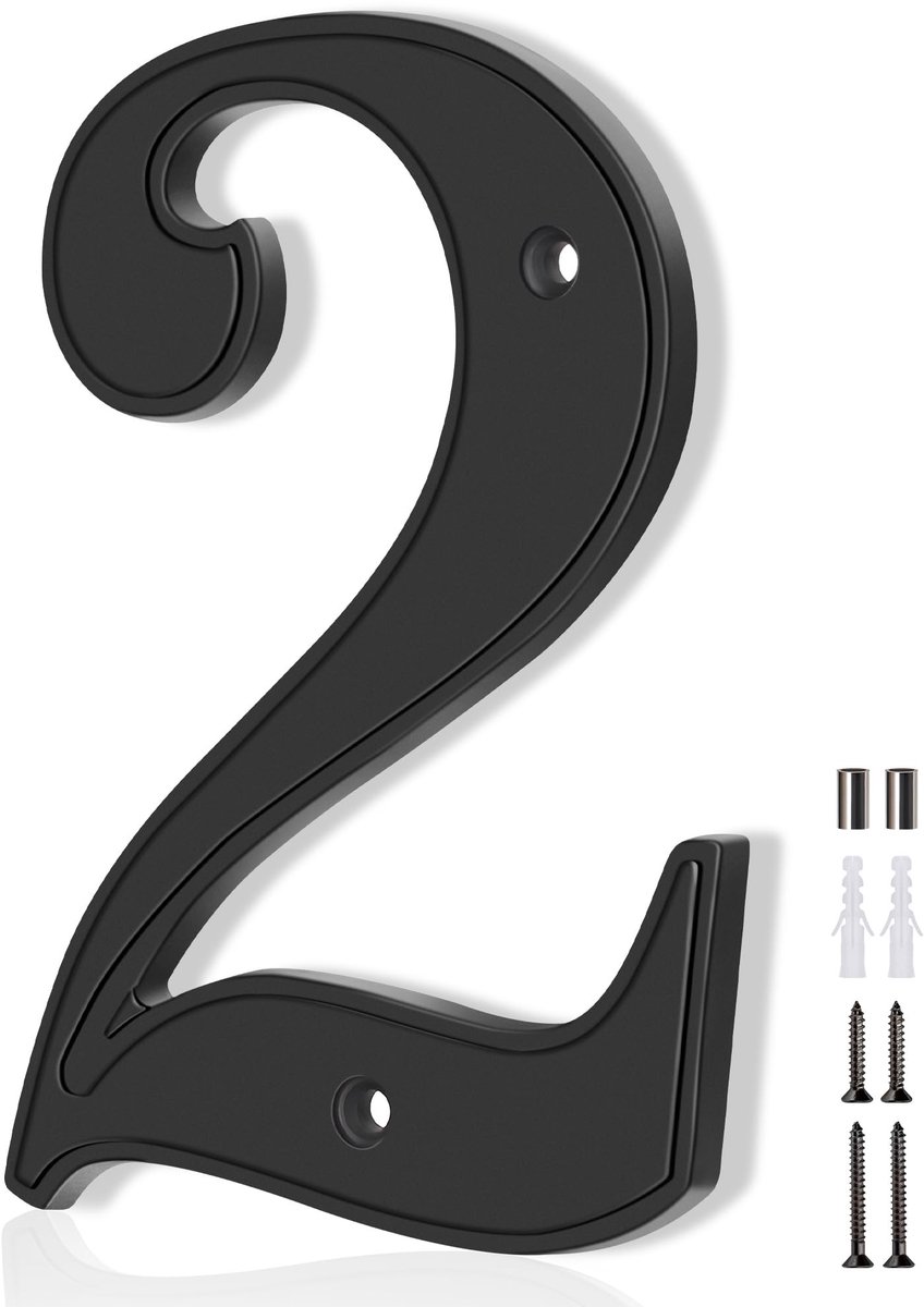 Dailygoods- Huisnummers Zwart - Robuuste Zinklegering - Moderne Huisnummerbord - Waterdicht - Corrosiebestendig - Goed Zichtbaar 5D-effect - Adresnummer