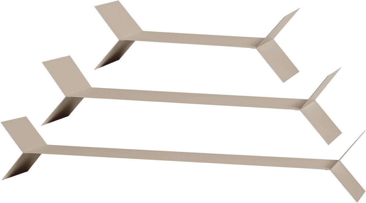 WOOOD Lorin Wandplanken - Metaal - Zand - Set Van 3 - 13x80x13