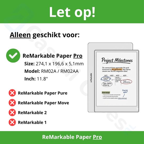 NorthLife ReMarkable Paper Pro Slim magnetisch cover leren hoes - Cognac — afbeelding 2