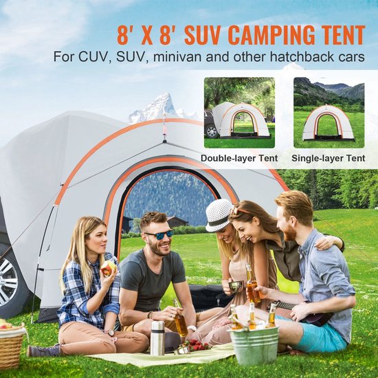 Roossentials kampeertent - Achterklep tent - Tent - SUV-tentbevestiging - Voor kamperen - Met regenlaag en draagtas - Dubbellaags — afbeelding 5