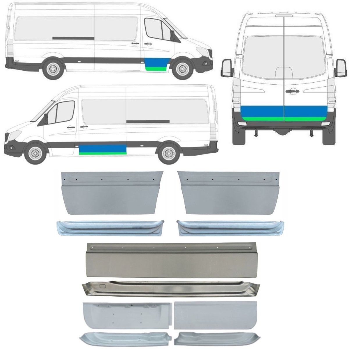Binnen + buiten deur reparatiepaneel voor Mercedes Sprinter 2006-2018