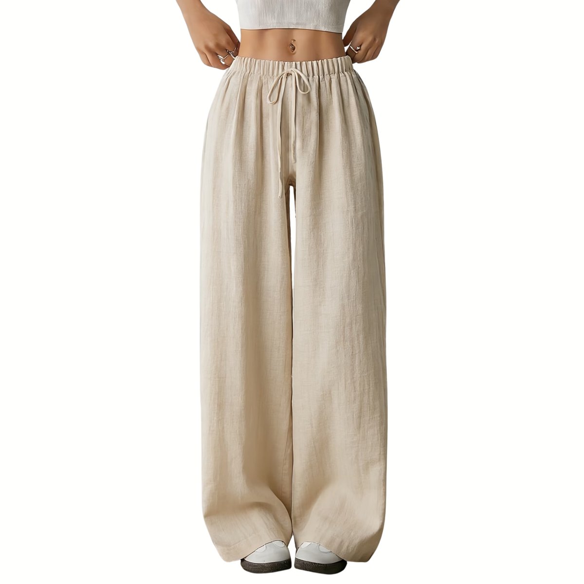 Currero Linnen Broek Dames - Zomerbroek - Volwassenen - Lange Broek - Pantalon - Strandbroek - Zomer - Ibiza Stijl - Abrikoos S