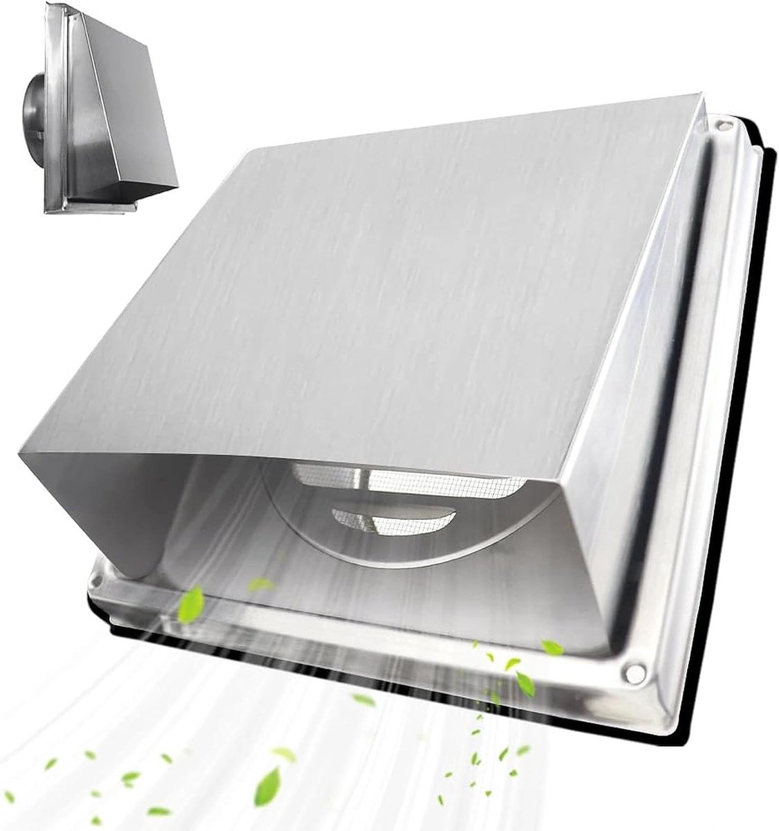 Vierkante Ventilatierooster 100mm van RVS voor Buiten - Insectenwerend Ventilatie Rooster 