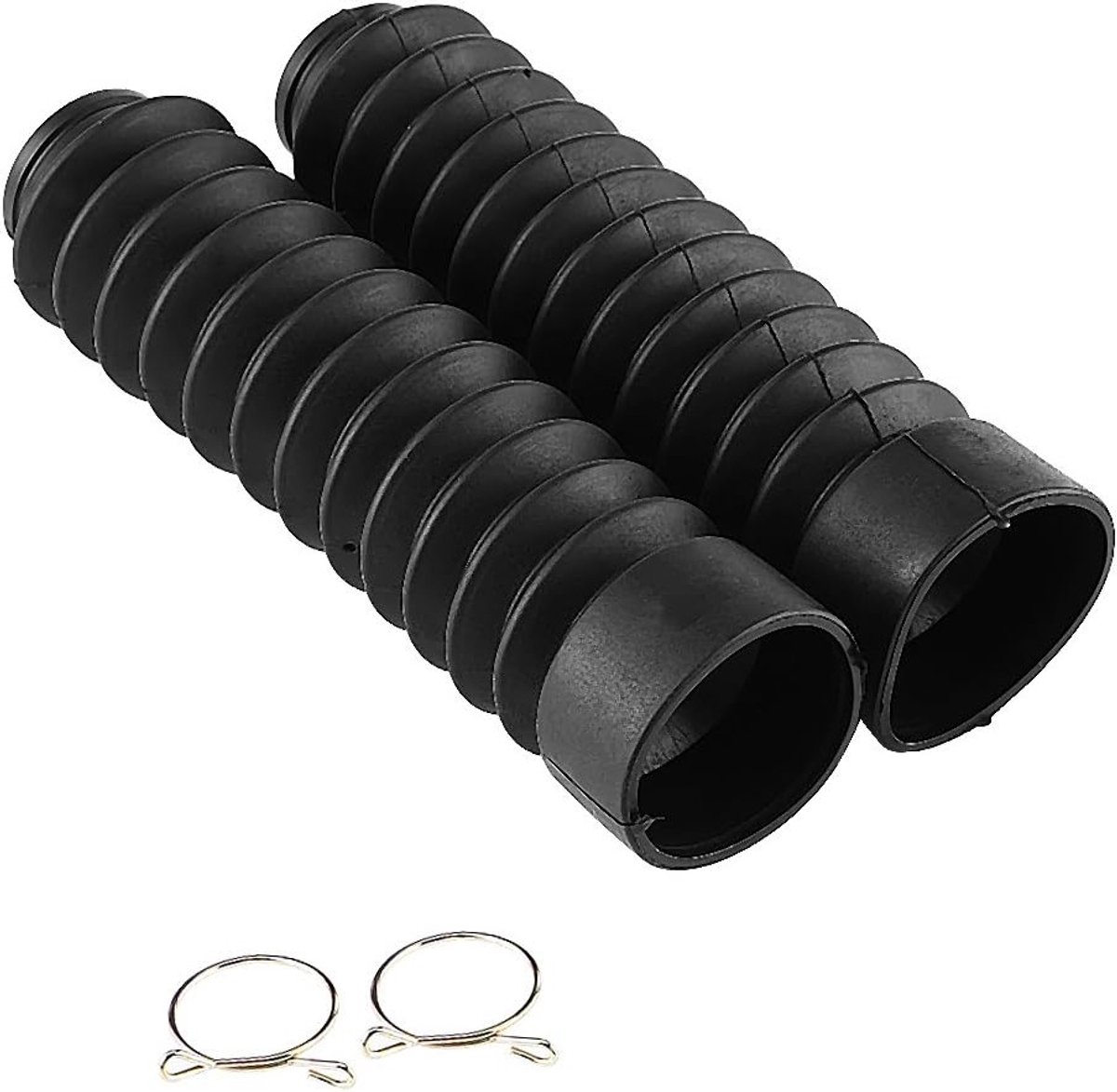 Set van 2 Voorvorkdichtingen 205 x 42 mm - Stofbescherming voor Motorvering, Zwart, Duurzaam en Waterdicht