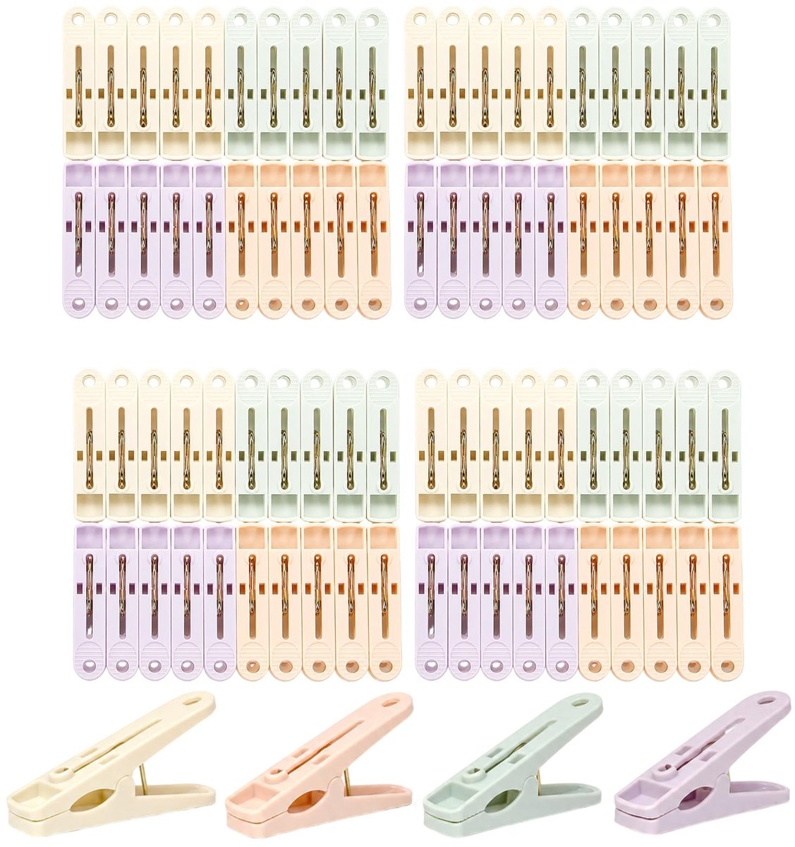 Dailygoods- Wasknijpers 80 Stuks - Wasknijpermand - Waterdicht - Roestvrij Staal - Duurzaam - Geschikt voor Binnen/Buiten - Kledingpegs