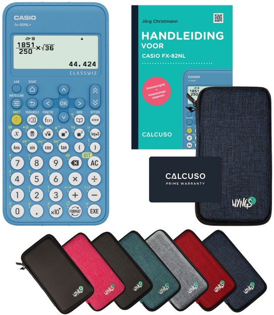 Casio fx-82NL+ incl. beschermhoes Blauw + Handleiding - Wetenschappelijke rekenmachine - Standaardset