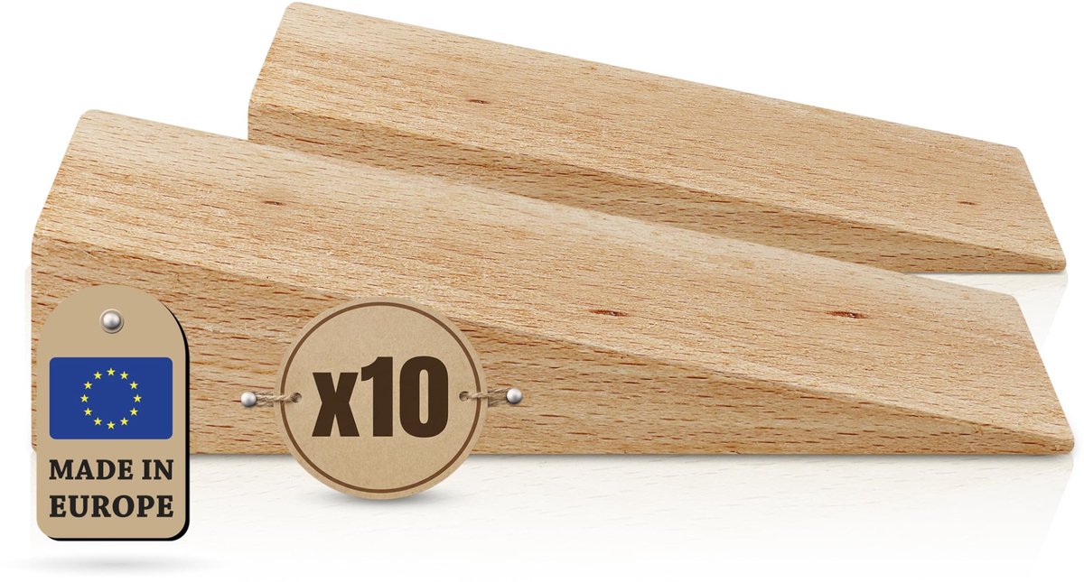 Dailygoods- Houten Wig - Hardhouten Montagewig - Egalisatiewiggen - Deurstopper - Gereedschap - Afmetingen 100x40x25 mm - 10 Stuks