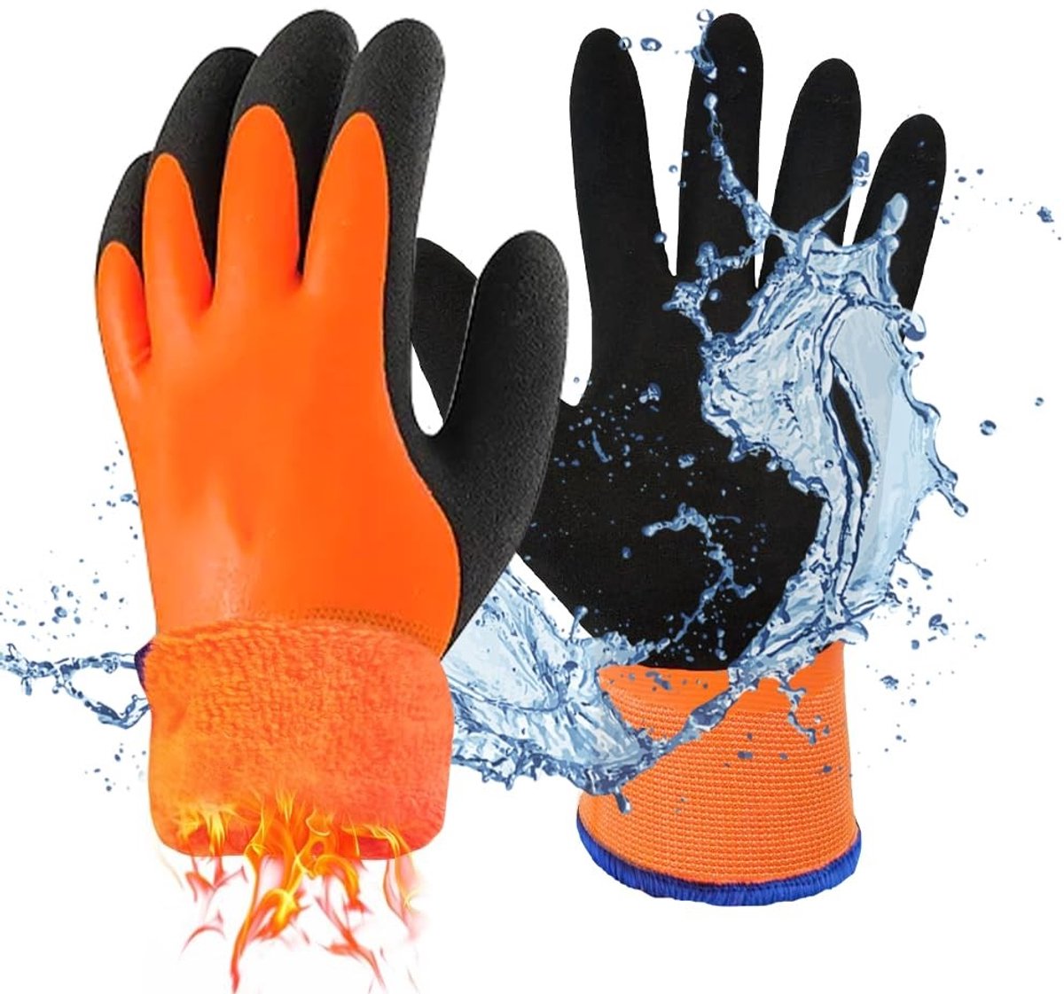 Dailygoods- Werkhandschoenen Waterdicht - Thermisch Geïsoleerd - Dubbellaags - Antislip - Nylon - Warme Polarfleecevoering - Winterhandschoenen