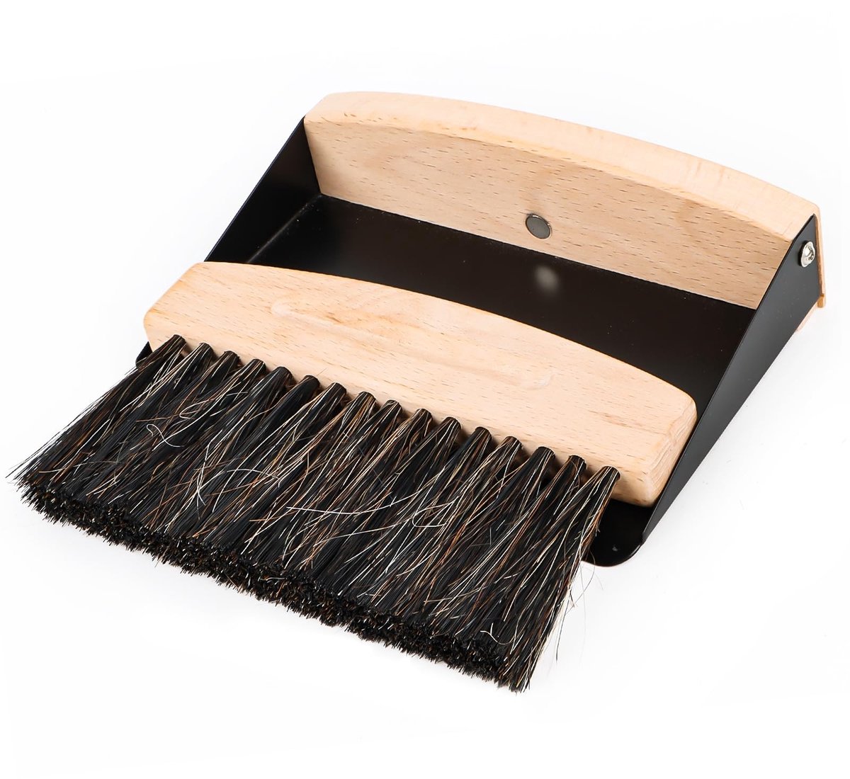 Dailygoods - Houten en Metalen Tafelveger met Schep - Mini Handveger en Bezemset