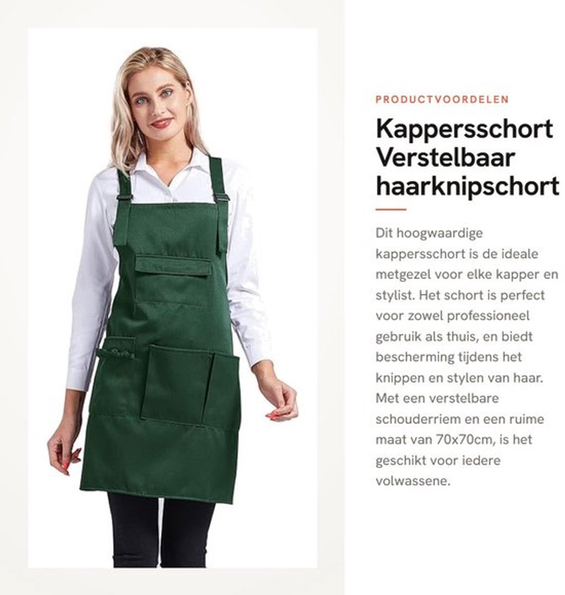 Kappersschort Verstelbaar - Tuinschort - Huishoudschort - Werkschort - Haarknipschort - 100% Polyester, 70x70cm - Schort