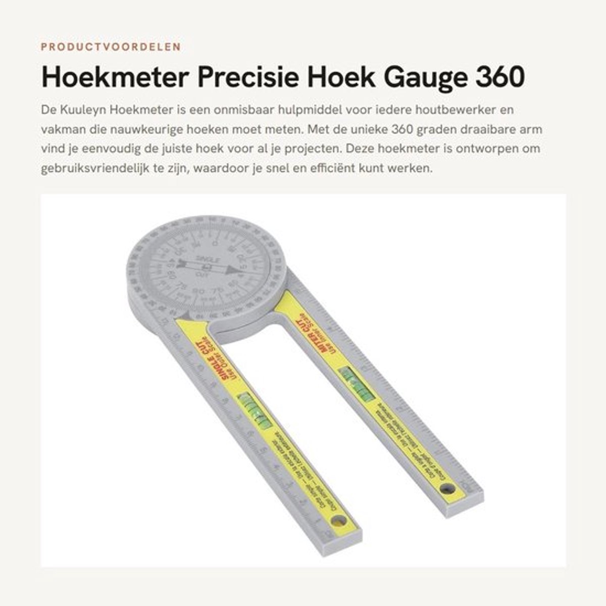 Hoekmeter Hoge Precisie - Winkelhaak - Gradenboog - Digitale Hoekmeter - Meetinstrumenten - Geschikt voor Houtbewerkers