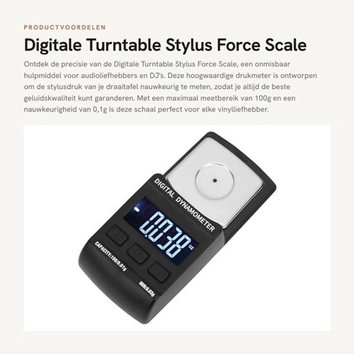 Stylusweegschaal 100g/0,1g - Hoge Precisie - LCD Display - Tare functie - Compact - Roestvrij Stalen Plate - Automatische Uitschakeling - Weegschaal
