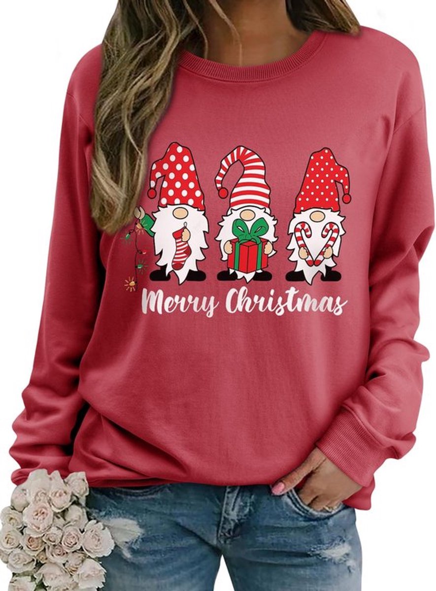 Kerst Sweatshirt met Lange Mouwen - Ronde Hals en Grappige Prints