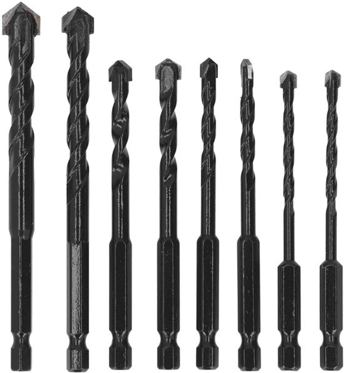 Steenboor 8-delige Set - Gecementeerd Hardmetaal - Snijdiameter 5-12 mm - Schachtdiameter 6,35 mm - Hoge Nauwkeurigheid - Duurzaam Gebruik - Boorset