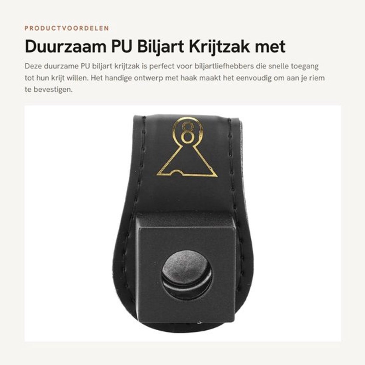 Biljartkrijtzak Duurzaam PU - Biljartkeu Krijthouder - Biljartaccessoire - Handig - Compact - Stevig Stiksel