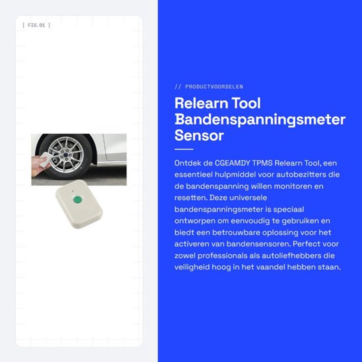 Bandenspanningsmeter Universeel - Bandenspanningsmeter Sensor - Reset Zender - PVC - Waterdicht - Hoogwaardige Duurzaamheid - Bandenspanningstester