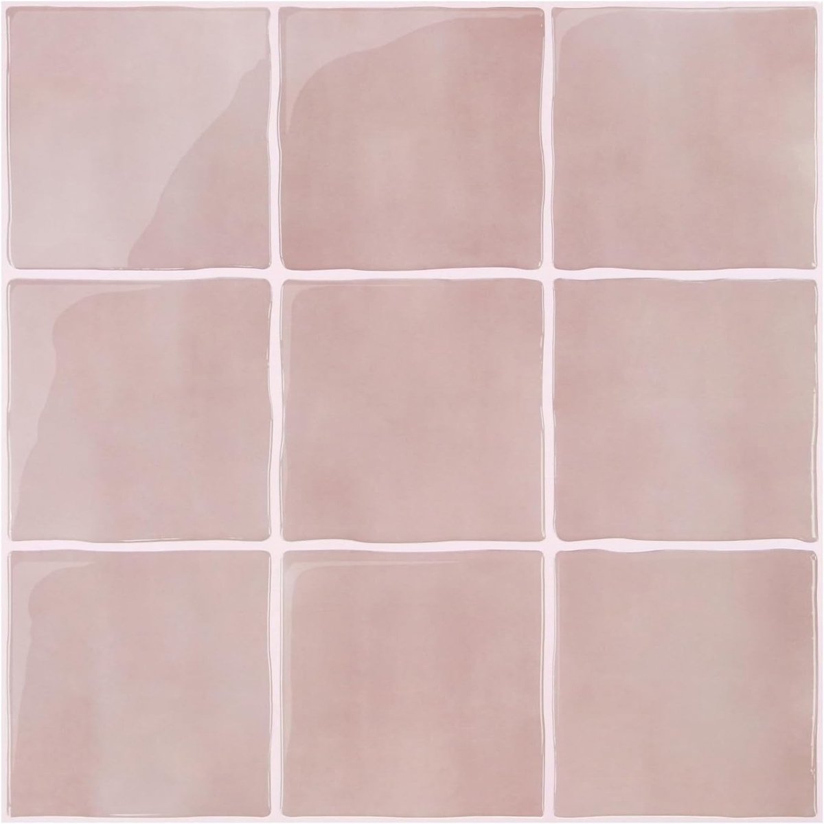 SnelShoppen - 10x Thicker Self-Adhesive 3D Wandtegels voor Keuken en Badkamer, Lichtroze Vinyl, 30.5x30.5 cm, Eenvoudig te Installeren, Hoogwaardige K