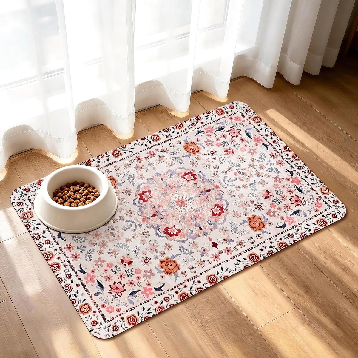 KZQ Roze Antislip Voermat Voor Honden En Katten – Superabsorberend Sneldrogend Vlekbestendig 40x60 Cm Voor Voerbakken