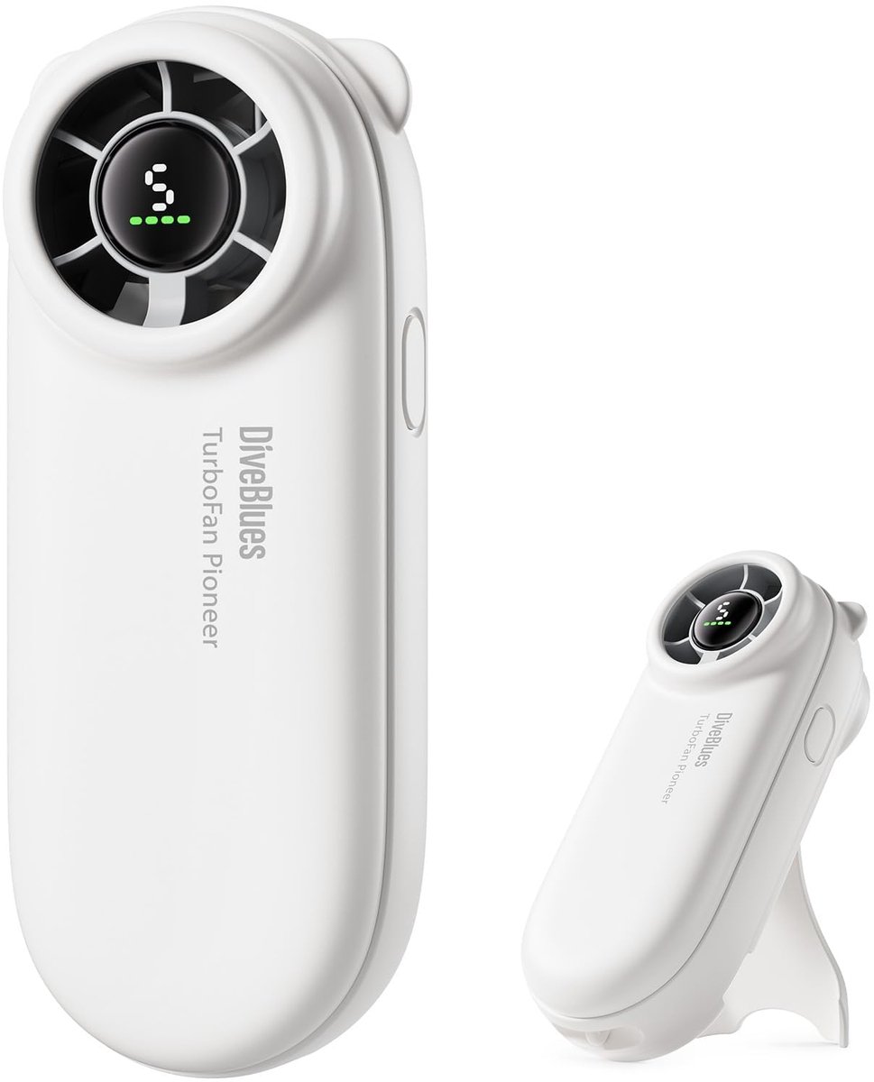 SnelShoppen - Draagbare Handheld Turboventilator - Oplaadbare Mini Ventilator met LED-display - 5 Windstanden - Tot 8 Uur Gebruik - Ideaal voor Buiten